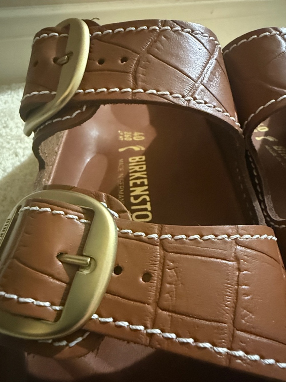 NWOT Birkenstock Staud collab Arizona Big Buckle Croc Slide Sandal size 40 - Picture 13 of 13
